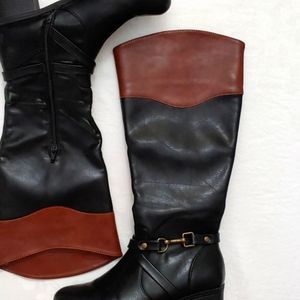 Rampage Black and Brown Heeled Boots